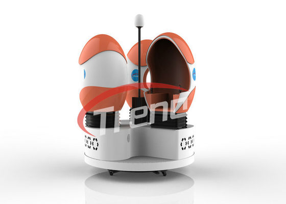 Kapsul Ruang Telur Berbentuk Simulator VR 9D Tiga Kursi Dengan HQ VR Glasses