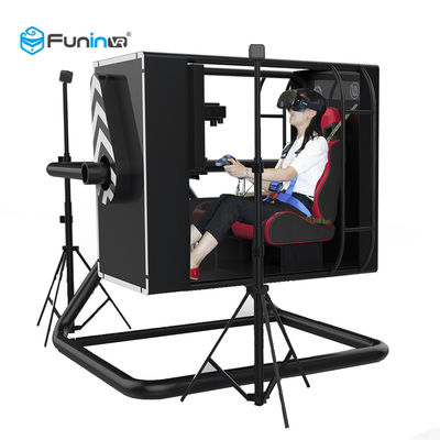 Hitam Virtual Reality Flight Simulator Kokpit Peralatan Taman Hiburan Outdoor