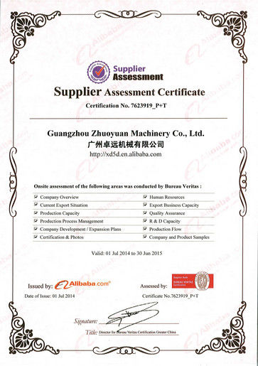 Cina Zhuoyuan Co.,Ltd Sertifikasi